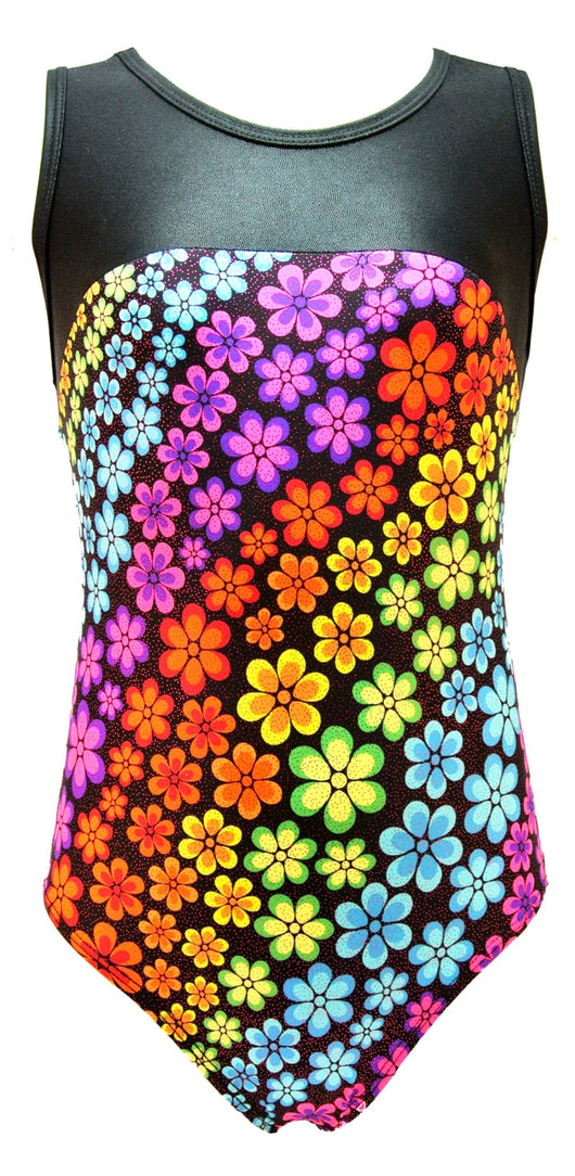 MadSportsStuff leotard Rainbow Flowers / Youth 8-10 Girls Gymnastics Leotard - Kids Youth Teen Sizes Multiple Prints