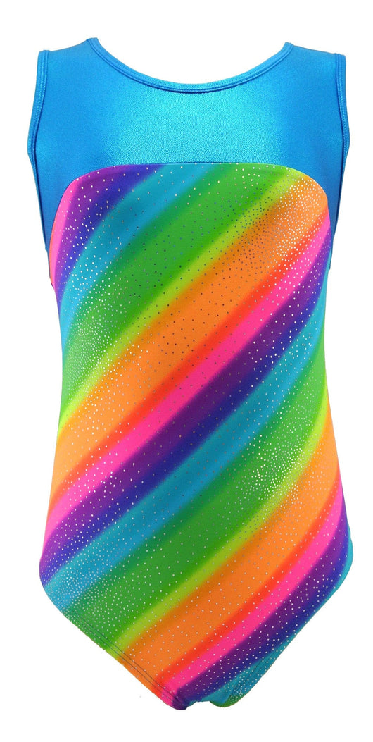 MadSportsStuff leotard Rainbow Sparkle / Youth 14-16 Girls Gymnastics Leotard - Kids Youth Teen Sizes Multiple Prints