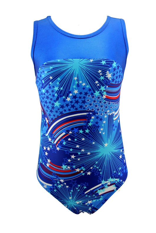 MadSportsStuff leotard USA Pride / Youth 6-7 Girls Gymnastics Leotard - Kids Youth Teen Sizes Multiple Prints