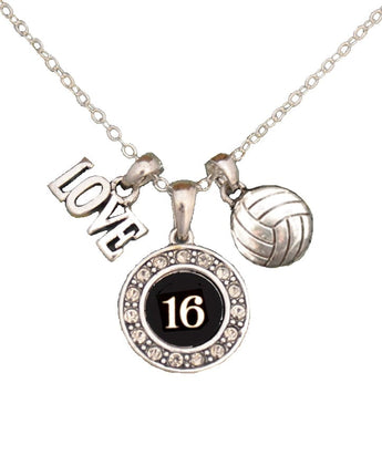 MadSportsStuff necklace #16 / One Size Custom Player Jersey ID Volleyball Necklace Multiple Numbers