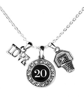 MadSportsStuff necklace #20 / One Size Custom Player Jersey ID Basketball Necklace Multiple Numbers