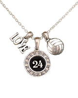 MadSportsStuff necklace #24 / One Size Custom Player Jersey ID Volleyball Necklace Multiple Numbers