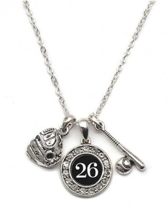 MadSportsStuff necklace #26 / One Size Custom Player Jersey ID Softball Necklace Multiple Numbers