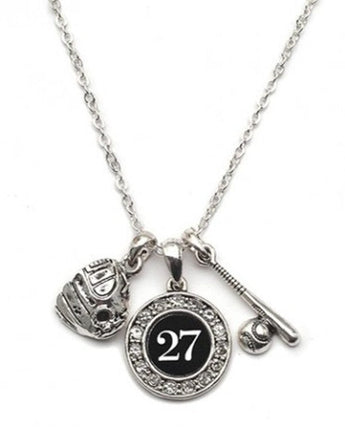 MadSportsStuff necklace #27 / One Size Custom Player Jersey ID Softball Necklace Multiple Numbers