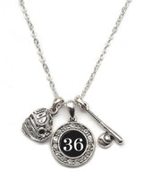 MadSportsStuff necklace #36 / One Size Custom Player Jersey ID Softball Necklace Multiple Numbers