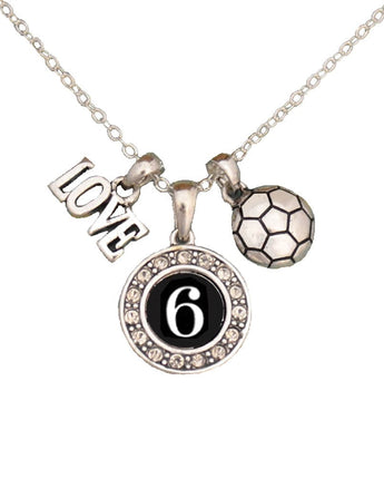 MadSportsStuff necklace #6 / One Size Custom Player Jersey ID Soccer Necklace Multiple Numbers