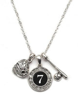 MadSportsStuff necklace #7 / One Size Custom Player Jersey ID Softball Necklace Multiple Numbers