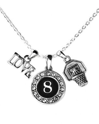 MadSportsStuff necklace #8 / One Size Custom Player Jersey ID Basketball Necklace Multiple Numbers