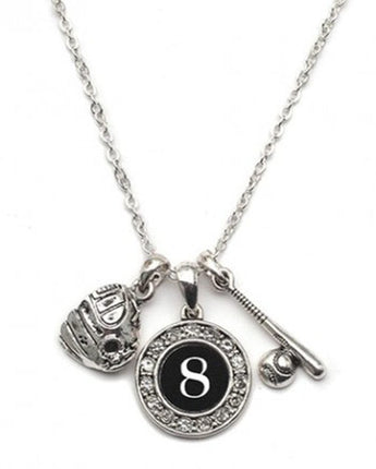 MadSportsStuff necklace #8 / One Size Custom Player Jersey ID Softball Necklace Multiple Numbers