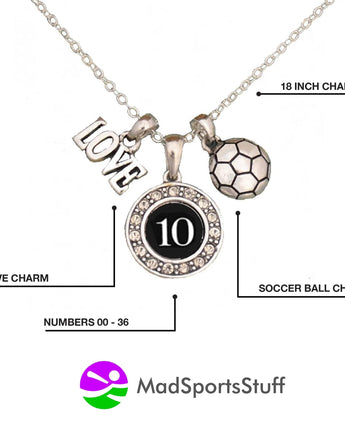 MadSportsStuff necklace Custom Player Jersey ID Soccer Necklace Multiple Numbers