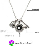 MadSportsStuff necklace Custom Player Jersey ID Softball Necklace Multiple Numbers