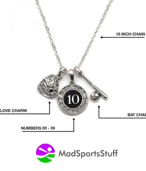 MadSportsStuff necklace Custom Player Jersey ID Softball Necklace Multiple Numbers
