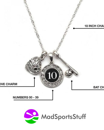 MadSportsStuff necklace Custom Player Jersey ID Softball Necklace Multiple Numbers