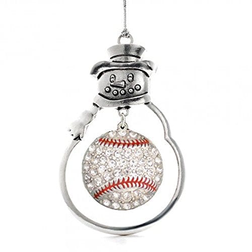 MadSportsStuff ornament Christmas Baseball Ornament with Crystal Baseball Charm