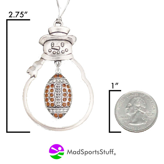 MadSportsStuff ornament Christmas Football Ornament with Crystal Football charm