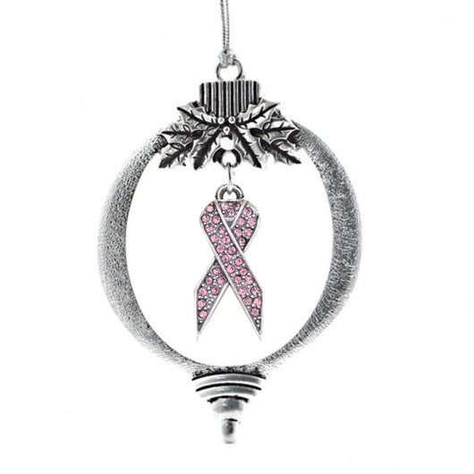 MadSportsStuff ornament Christmas Ornament with Crystal Pink Ribbon Charm