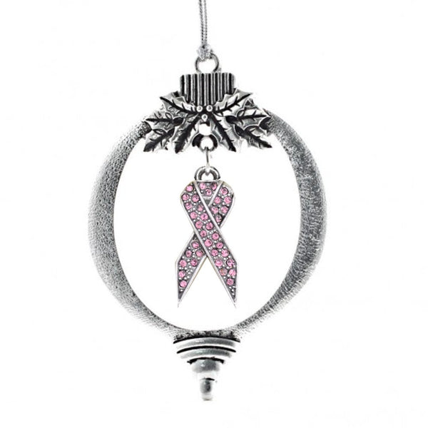 MadSportsStuff ornament Christmas Ornament with Crystal Pink Ribbon Charm