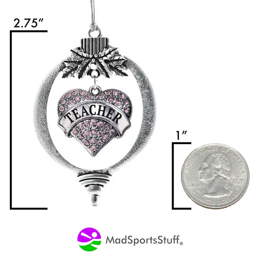 MadSportsStuff ornament Christmas Ornament with Crystal Teacher Heart charm