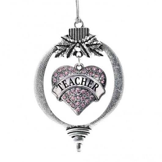 MadSportsStuff ornament Christmas Ornament with Crystal Teacher Heart charm