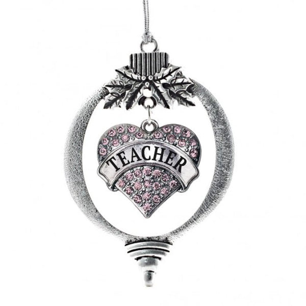 MadSportsStuff ornament Christmas Ornament with Crystal Teacher Heart charm