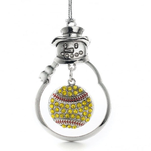 MadSportsStuff ornament Christmas Softball Ornament with Crystal Softball charm