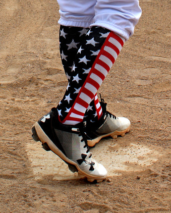 MadSportsStuff socks American Flag Knee High Socks – OTC Patriotic Athletic Socks