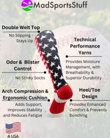 MadSportsStuff socks American Flag Knee High Socks – OTC Patriotic Athletic Socks