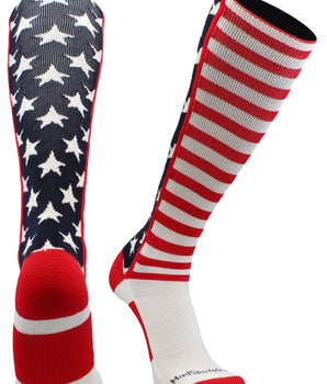 MadSportsStuff socks American Flag Knee High Socks – OTC Patriotic Athletic Socks