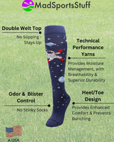 MadSportsStuff socks Astronaut in Space Socks Athletic Over the Calf Length