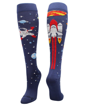 MadSportsStuff socks Astronaut in Space Socks Athletic Over the Calf Length