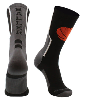 MadSportsStuff socks Baller Basketball Socks with Basketball Logo Crew Length