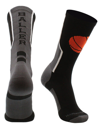 MadSportsStuff socks Baller Basketball Socks with Basketball Logo Crew Length