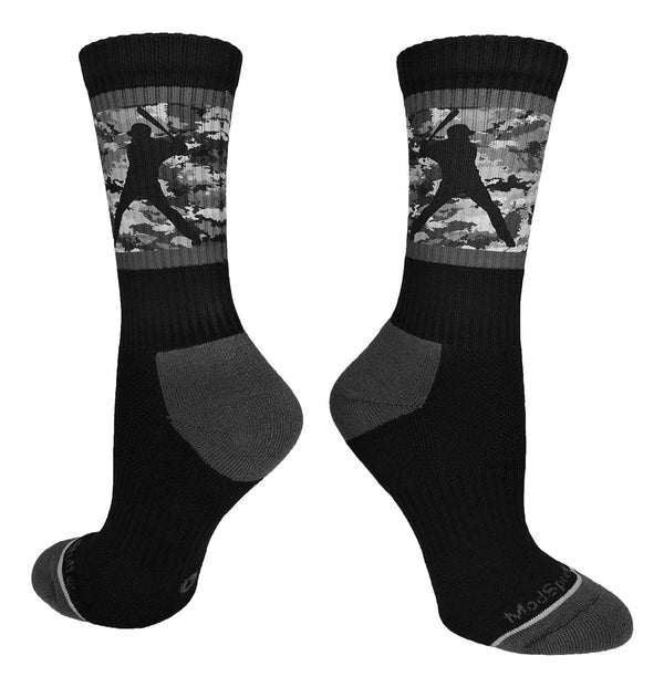 MadSportsStuff socks Baseball Socks with Player on Camo Background Crew