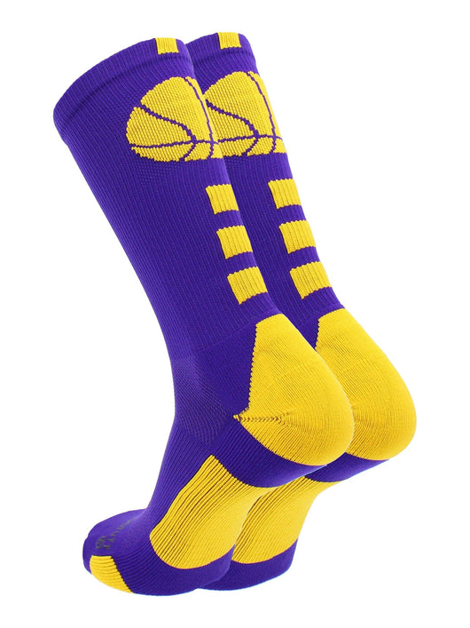 MadSportsStuff socks Basketball Socks with Basketball Logo Athletic Crew Socks - made in the USA