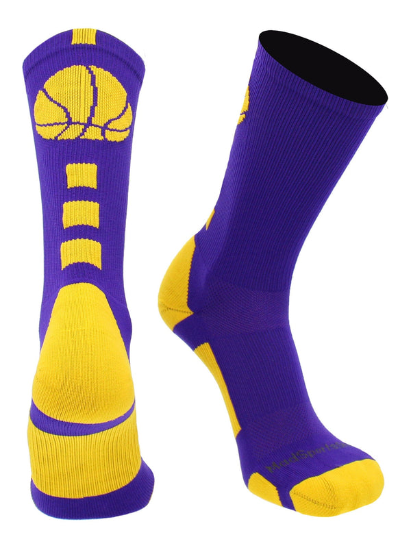 MadSportsStuff socks Basketball Socks with Basketball Logo Athletic Crew Socks - made in the USA