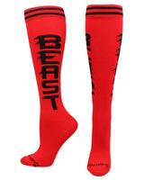 MadSportsStuff socks Beast - Red/Black / Large Personality Word Socks Over the Calf Length