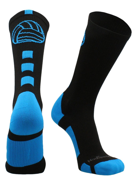 MadSportsStuff socks Black/Electric Blue / Large Volleyball Logo Crew Socks (multiple colors)