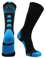 MadSportsStuff socks Black/Electric Blue / Large Volleyball Logo Crew Socks (multiple colors)