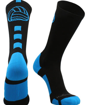MadSportsStuff socks Black/Electric Blue / Large Volleyball Logo Crew Socks (multiple colors)