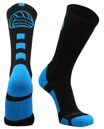 MadSportsStuff socks Black/Electric Blue / Large Volleyball Logo Crew Socks (multiple colors)