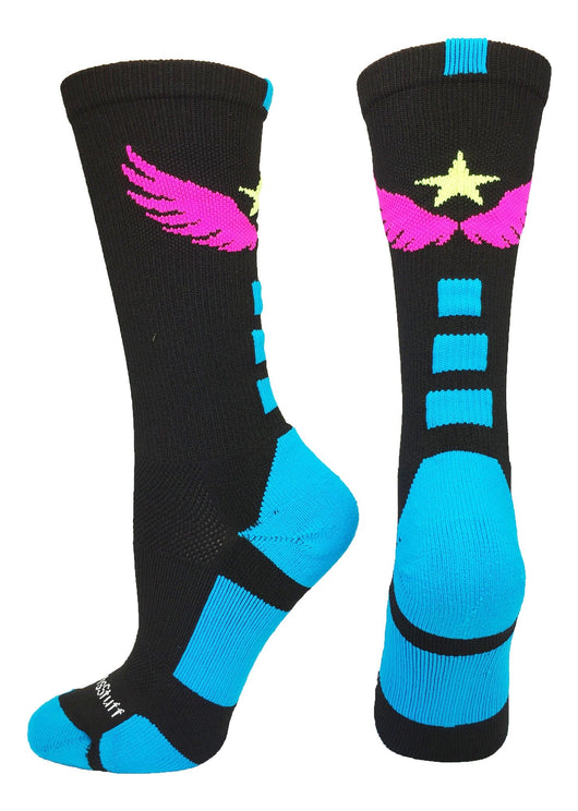 MadSportsStuff socks Black/Electric Blue/Neon Pink/Neon Yellow / Small Light Speed Athletic Crew Socks (multiple colors)