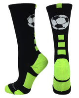 MadSportsStuff socks Black/Electric Green / Small Soccer Ball Athletic Crew Socks (multiple colors)