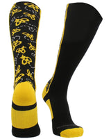 MadSportsStuff socks Black/Gold / Large Crazy Socks with Bumble Bees Over the Calf