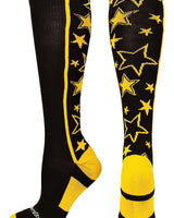 MadSportsStuff socks Black/Gold / Large Crazy Socks with Stars Over the Calf Socks (multiple colors)