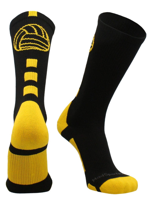 MadSportsStuff socks Black/Gold / Large Volleyball Logo Crew Socks (multiple colors)