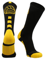 MadSportsStuff socks Black/Gold / Large Volleyball Logo Crew Socks (multiple colors)