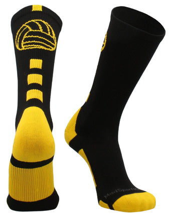 MadSportsStuff socks Black/Gold / Large Volleyball Logo Crew Socks (multiple colors)