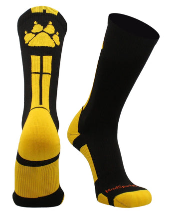 MadSportsStuff socks Black/Gold / Large Wild Paws Athletic Crew Socks (multiple colors)