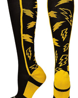 MadSportsStuff socks Black/Gold / Small Crazy Socks with Lightning Bolts (multiple colors)