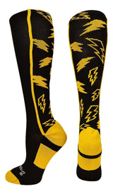 MadSportsStuff socks Black/Gold / Small Crazy Socks with Lightning Bolts (multiple colors)